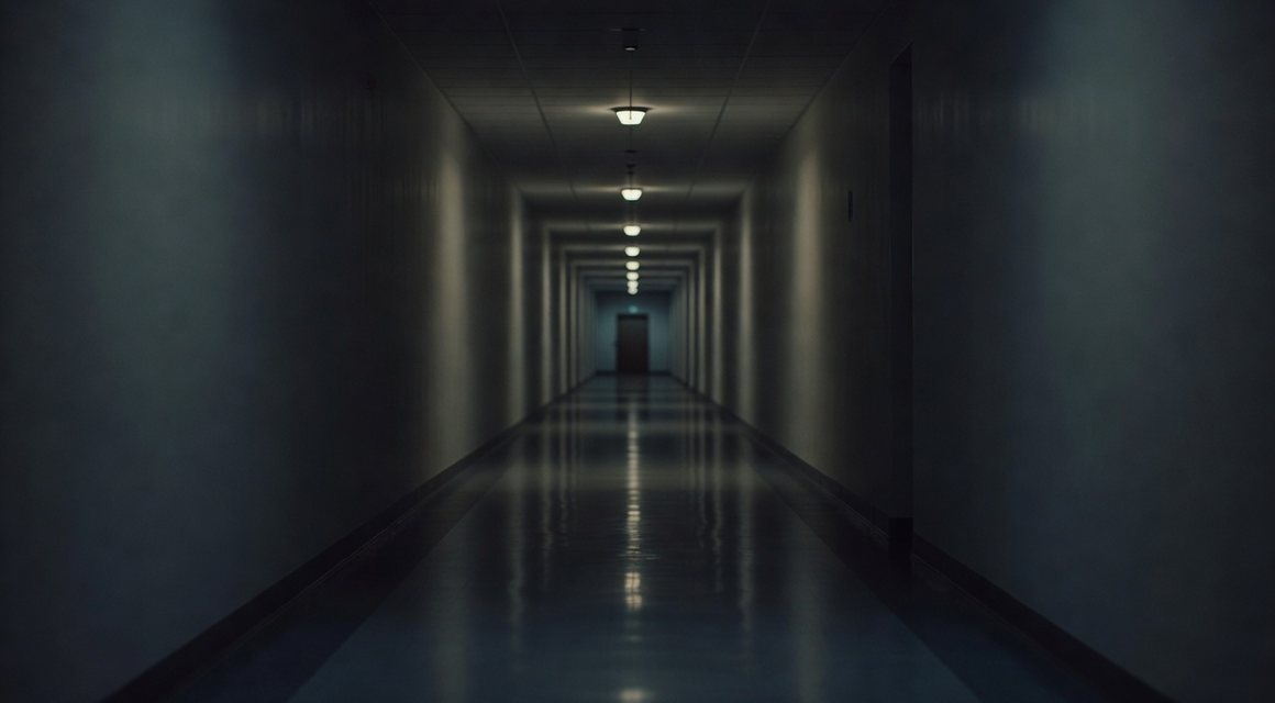 직선 복도 이미지 — 밤의민족 빠른 접속 확인 안내