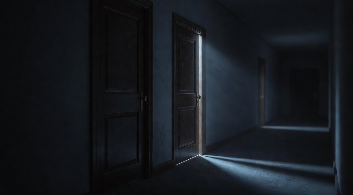 나란한 두 문 이미지 — 밤의민족 접속 확인 안내